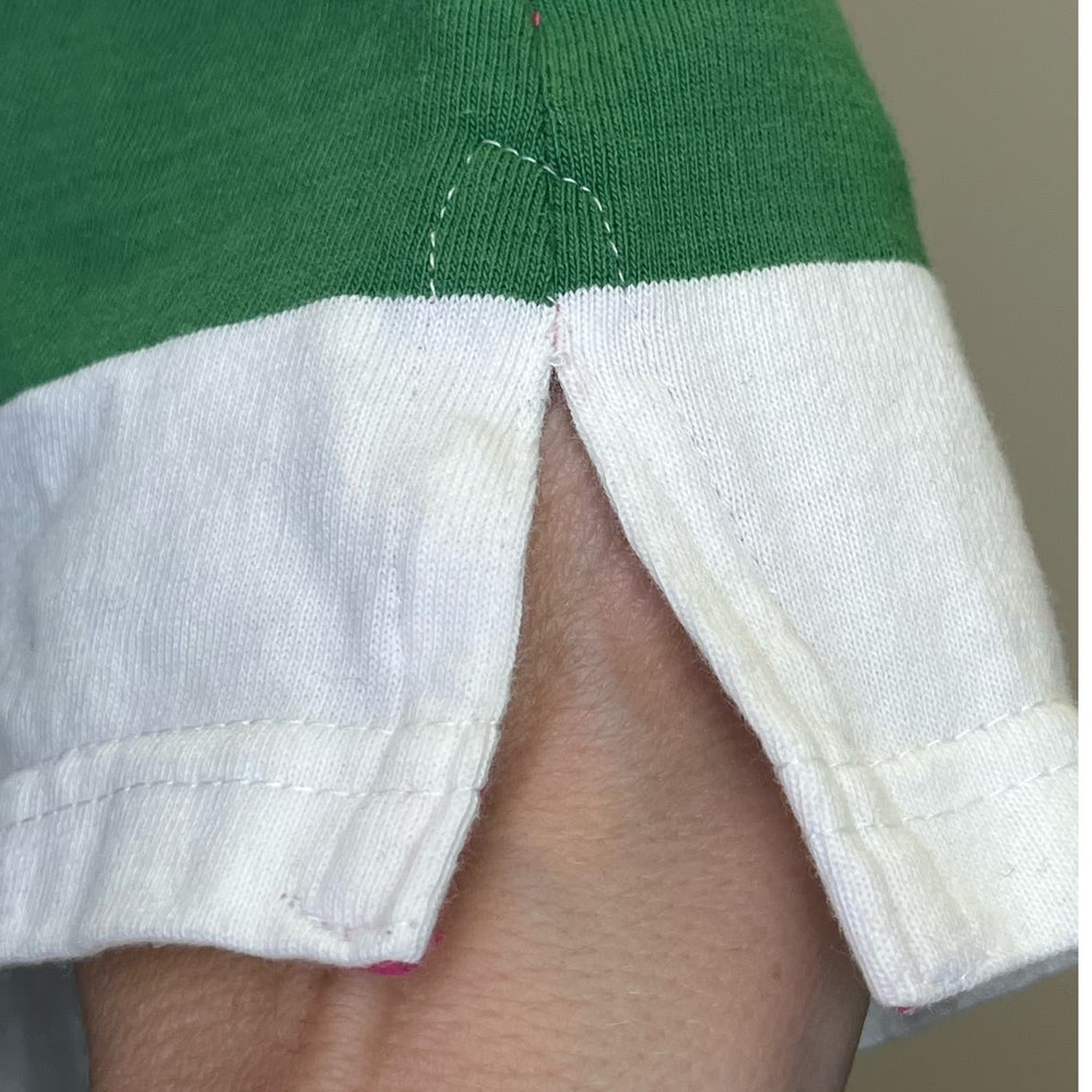 Guinness Green White Striped Polo with Pink Trim - Picture 7 of 8